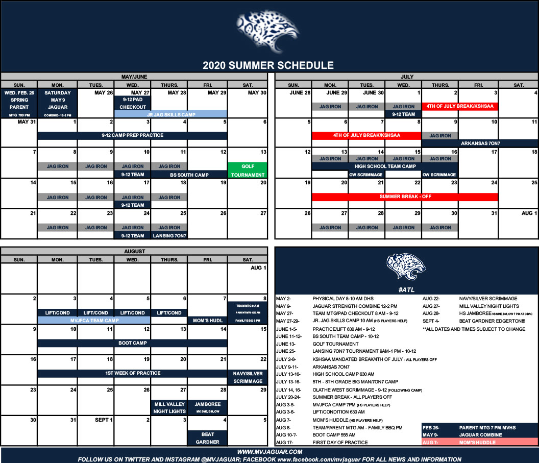 Calendar Mill Valley Football